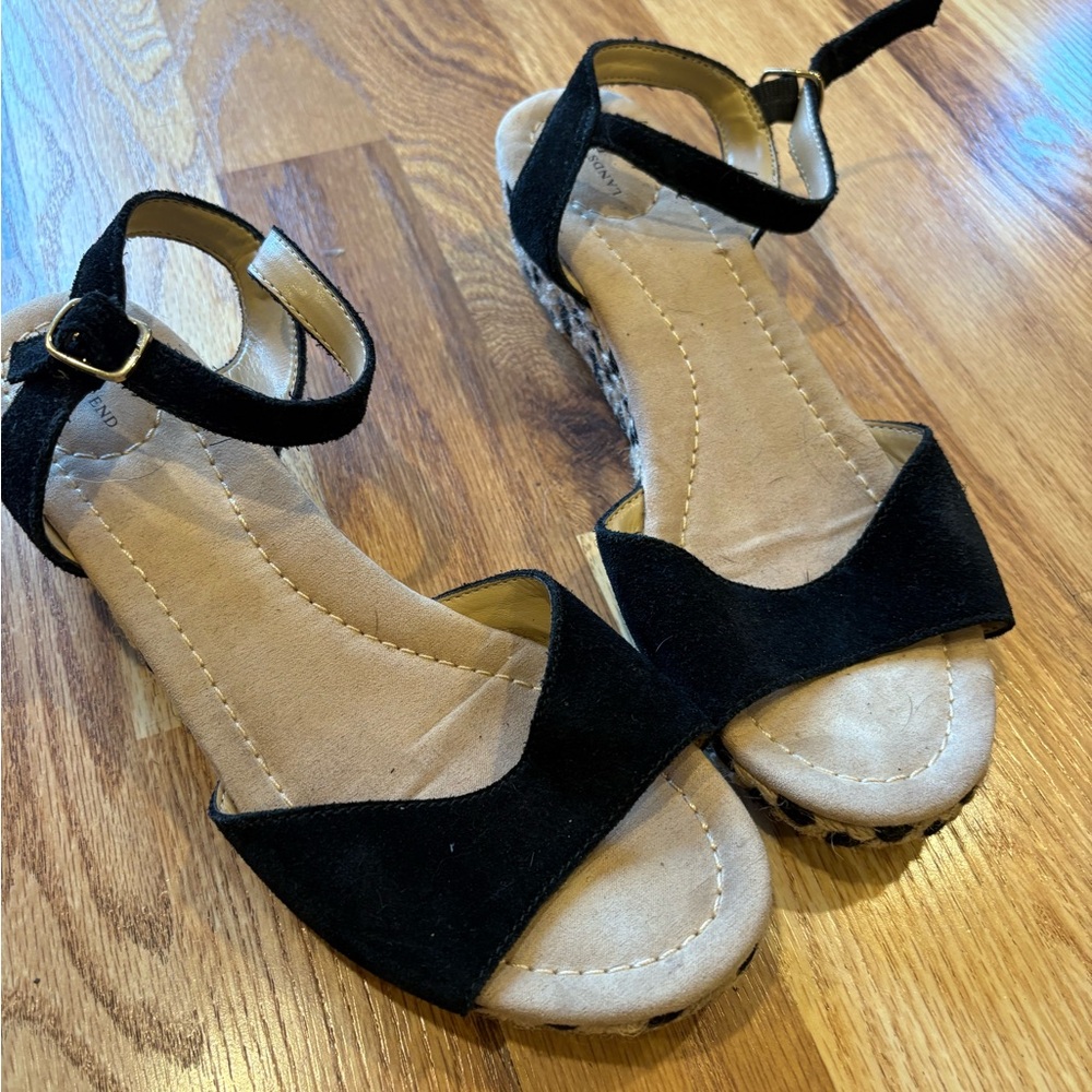 Lands' End Black open toes Suede Women's Sandals size 8